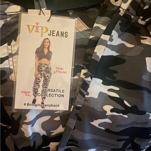 VIP Jeans Black and Gray Camouflage Pants